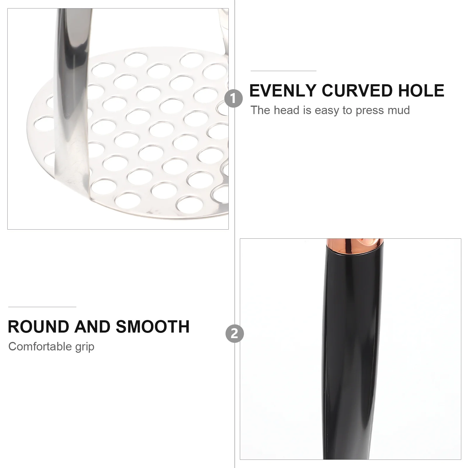 

1Pcs Potato Masher Practical Household Vegetable Smasher Comfortable Grip Hanging Hole Kitchen Tool for Mashing Potatoes