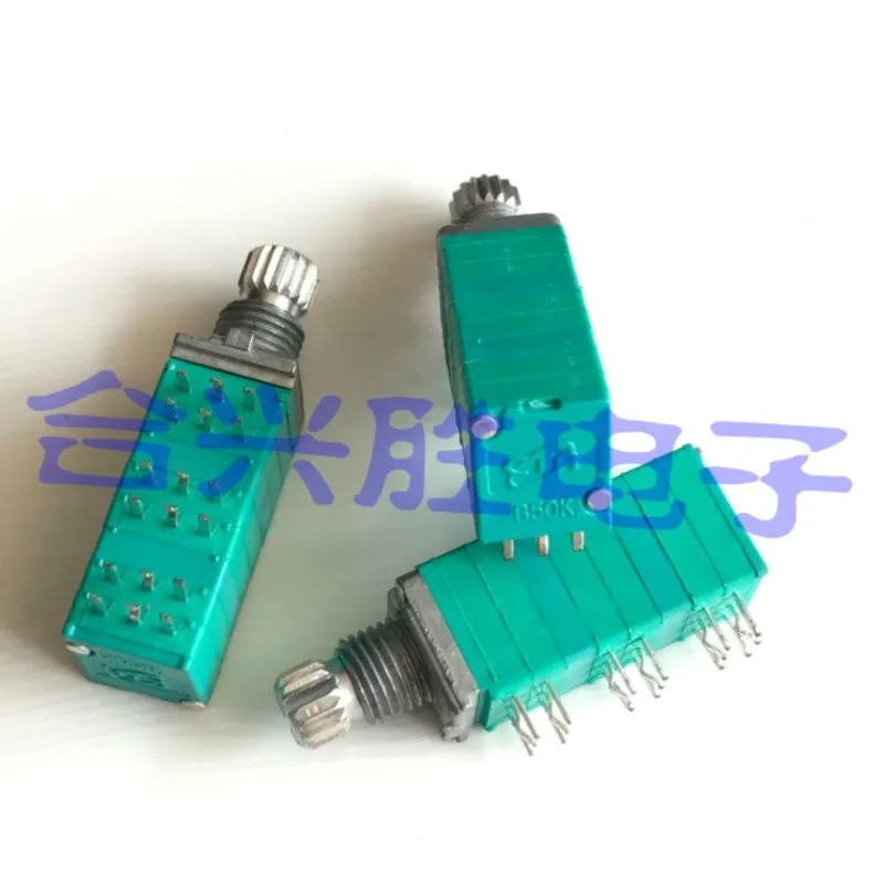 1 Piece RK097 Precision Potentiometer 6 Link B50K B503 Power Amplifier Speaker Audio Volume Potentiometer 18Pin Shaft 10MM