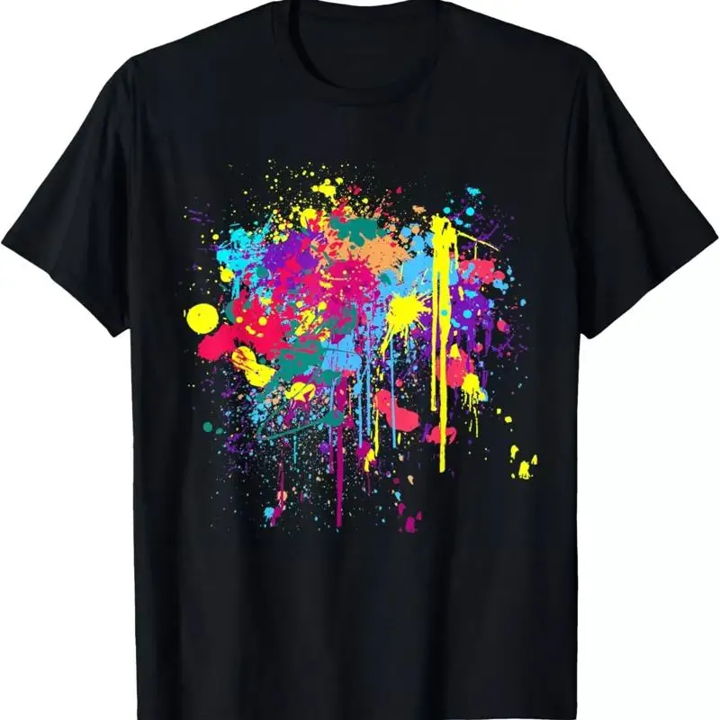 تي شيرت ملون للجنسين بتصميم فني تجريدي #1