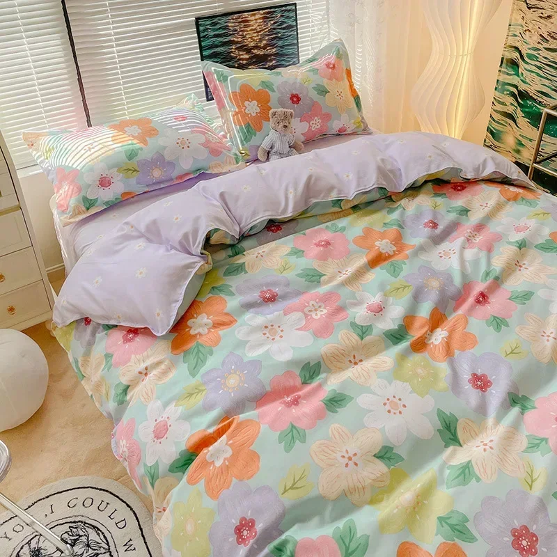 

HOT floral3-4PCs bedroom set queen home textile twin duvet cover bedding set with fitted sheet comfortable king size bedding set