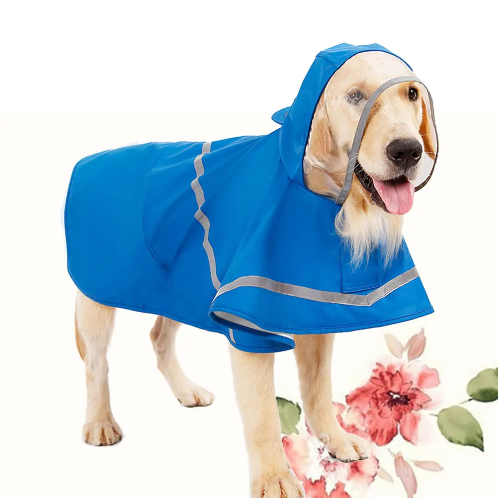 

1pc Dog Raincoat Reflective Pet Rainwear Waterproof Pu Eva Rain Jacket For Puppy Small Pet Outdoor Rainy Day Use Xs Blue