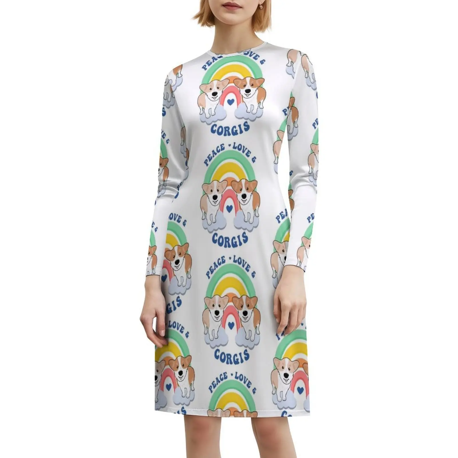 فستان كورجي كيوتي السلام الحب وكورجيس بوهو أنيق أنيق على الشاطئ لحفلات الزفاف ثوب السلام الحب كورجي رائعتين قوس قزح لطيف #6