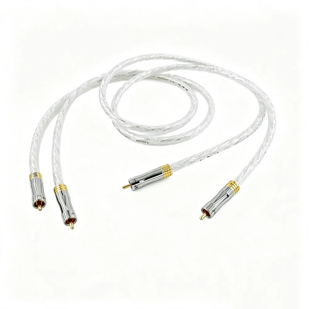 Pair Hifi 7N OFC RCA Cable Sliver Plated RCA Interconnect Audio Cable RCA Cable CD Player Preamp Amplifier