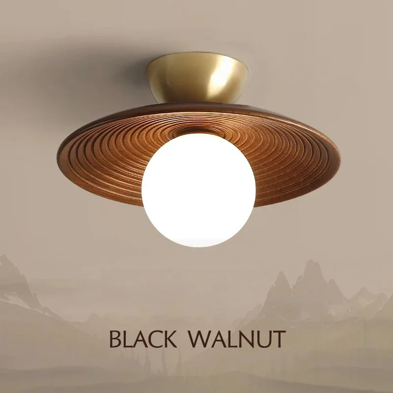 

Walnut wood Brass lighting, Modern Minimalism Wabi-sabi Style, Ceiling light for Porch, Entrance, Corridor, Balcony