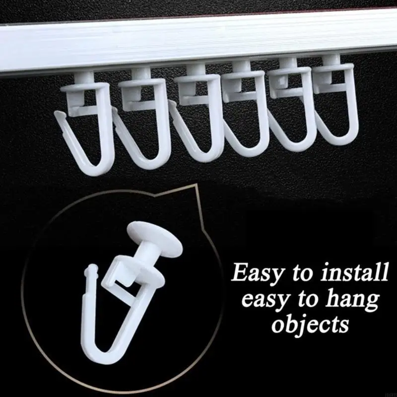 H8WB 50Pieces PVC Curtain Track Sliders Gliders with Opening Hook for Window Drapery
