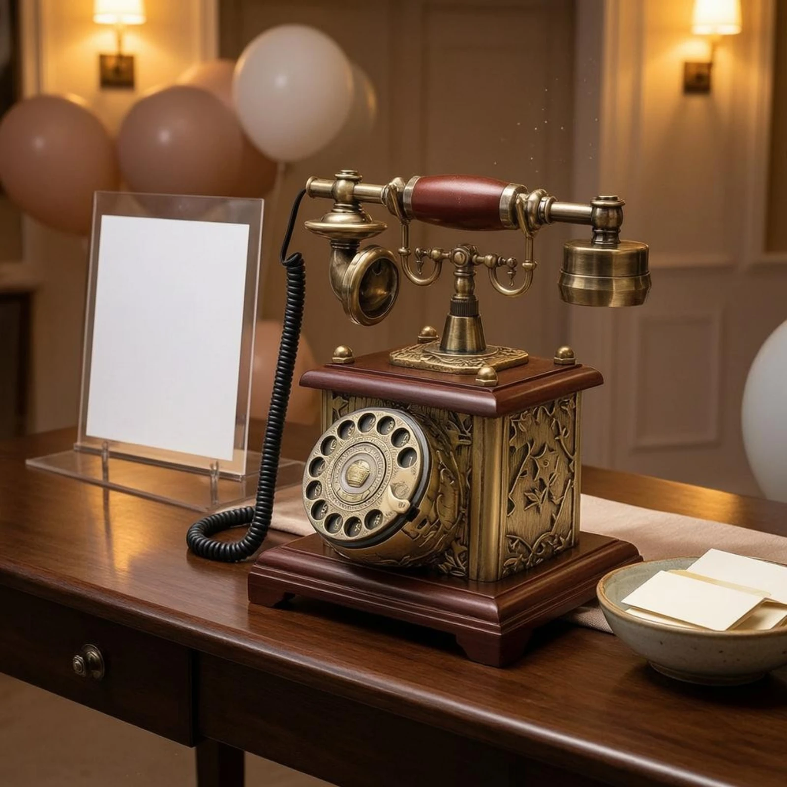 Rotary Telephone Message Book Coiled Cord Vintage Desk Phone Message Book Rotary Phone Metal Accents