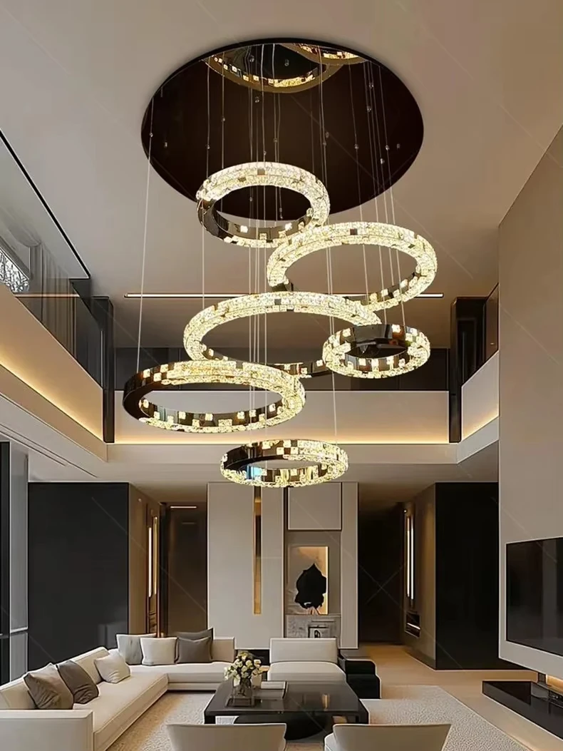 Italian Style Villa Led Chandelier For Home Decoration Cantilevered Ceiling Hollow Hall Living Room Crystal Lighting Fixtures