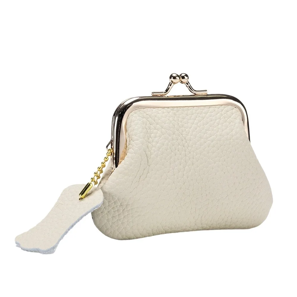 Borsa per gioielli Mini portamonete chiavi/rossetti/archiviazione per auricolari Portafoglio in pelle con chiusura a bacio Borsa portatile per piccoli oggetti in pelle di mucca regalo