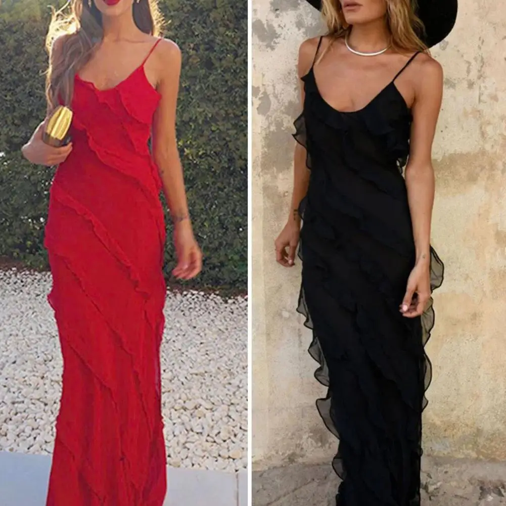 V Neck Dress Elegant Floor Length Maxi Dress V-neck Backless Split Hem Patchwork for Prom Cocktail Parties Evening Events Split