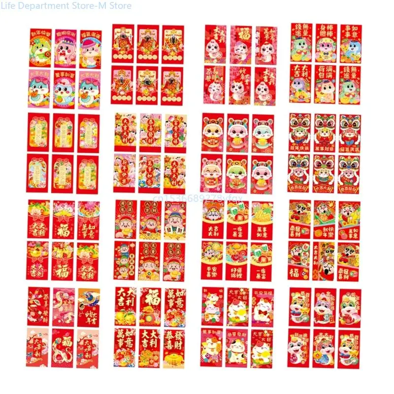 

6 Set Lunar New Year Redness Envelopes Festival Chinese Zodiacs Money Packets