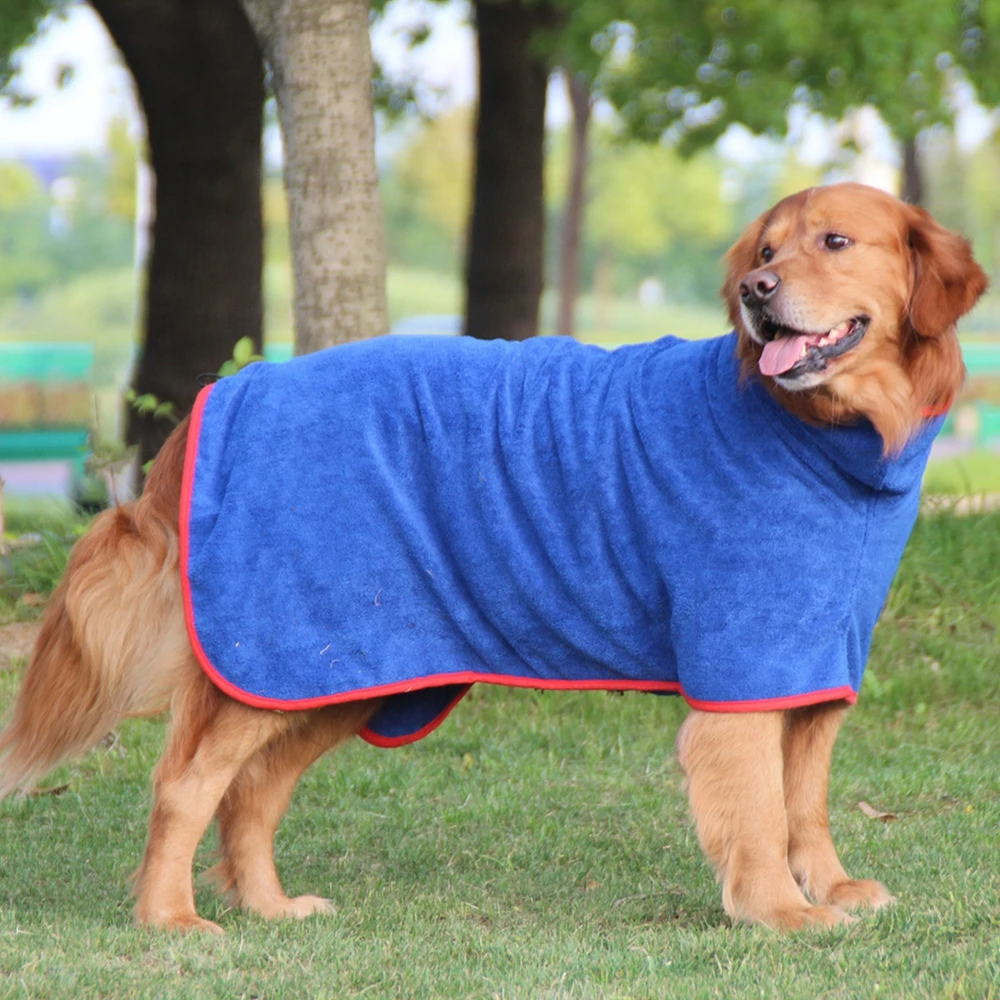 Dog Bathrobe Microfiber Dog Cat Drying Coat Super Absorbent Luxurious Soft Pet Bath Towel Adjustable Warm Puppy Bathing Supplies