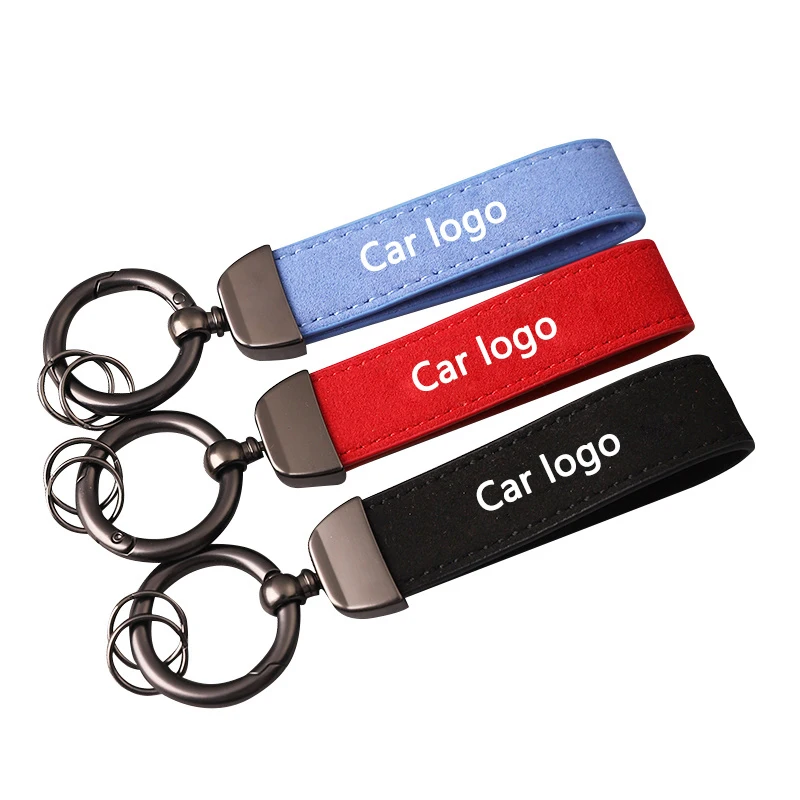 High-Grade Suede Leather Car Keychain Zinc Alloy Horseshoe Keyring For Skoda Octavia Fabia Kamiq Kapoq Kodiaq Rapid SCALA Superb