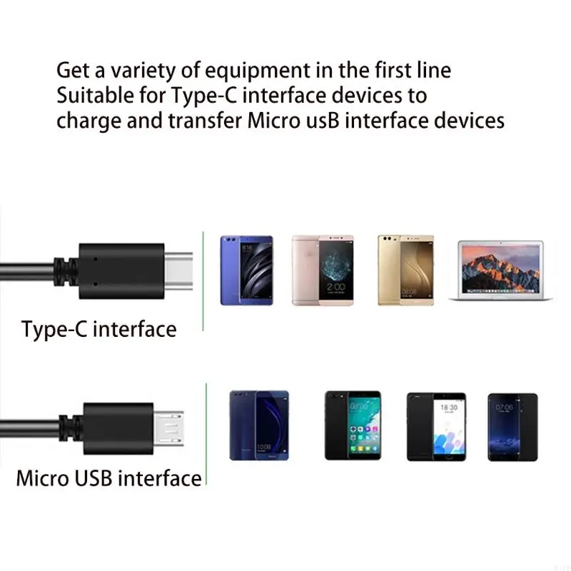 E1PF 30cm Type C to Micro USB Male Sync Charge OTG CHARGER Cable Cord Adapter For Phone Huawei Samsung Xiaomi Usbc Wire