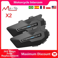 Maxto X2 Motorcycle Helmet Headset Intercom Supports 2 People Intercom Distance 800M FM MP3 IPX6 Waterproof