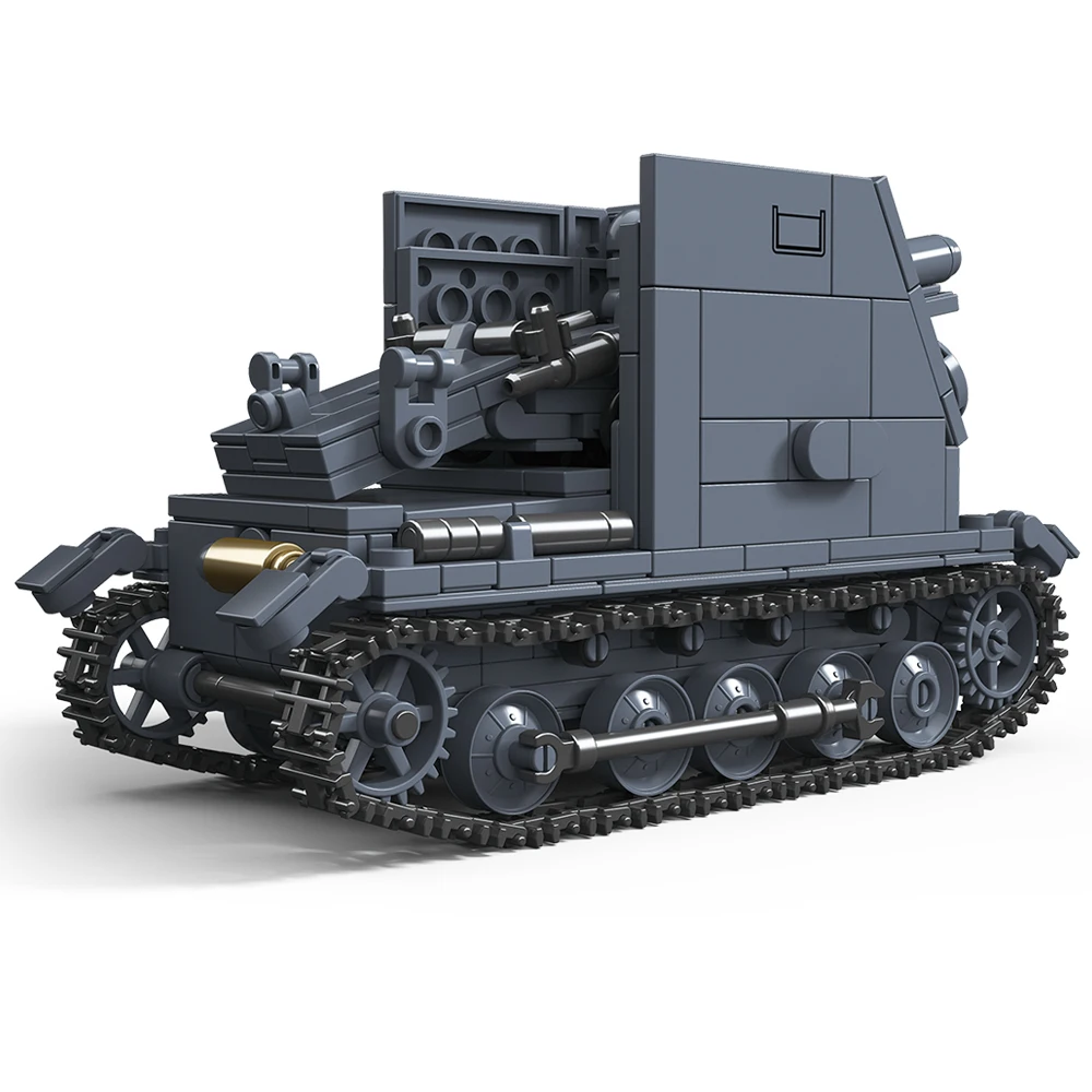 สงครามโลกครั้งที่ 2 ทหารบก ทหาร รถถัง M3A1 ซีรีส์ไบซัน ปืนใหญ่เคลื่อนที่ได้เอง ชุดตัวต่อบล็อก ของเล่นสำหรับเด็ก