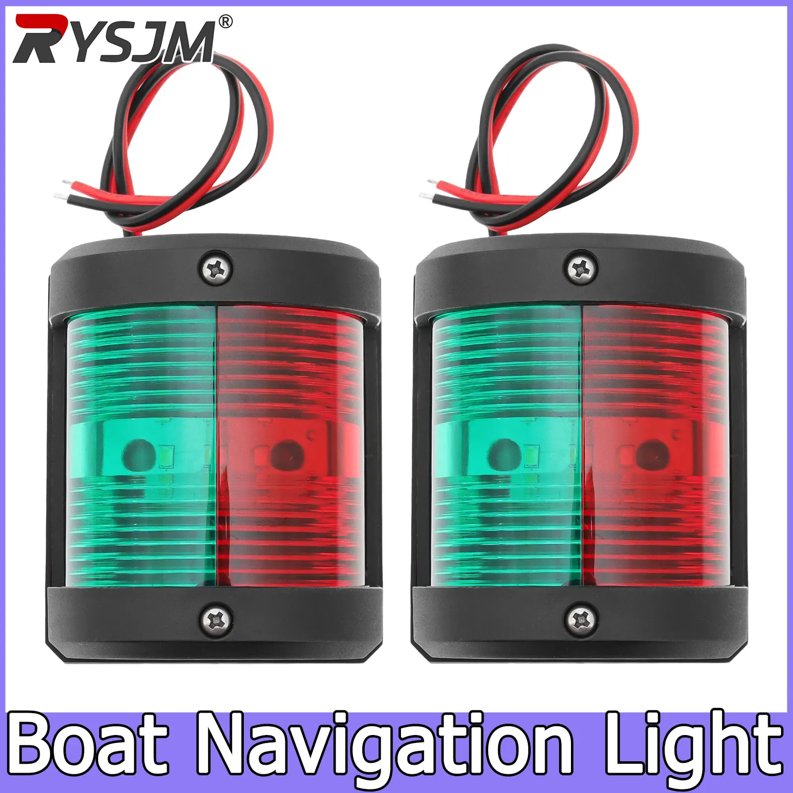 2pcs Red and Green Navigation LED Lights Marine Indicator Focus for Boat Sail Light Yacht Sidelight Warning Signal Light 12V
