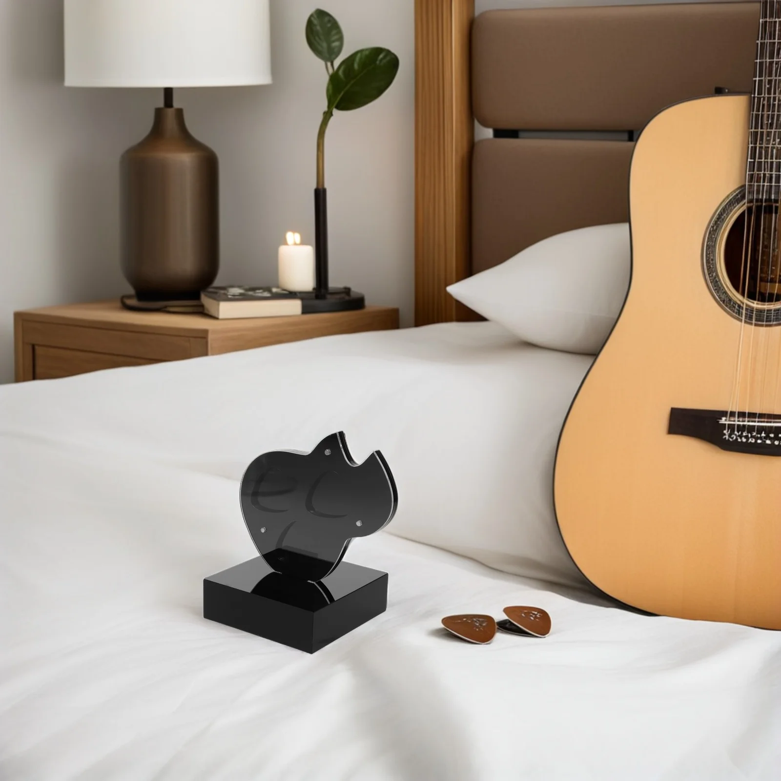 

Acrylic Guitar Pick Display Case Black Dustproof Compact Design for Guitar Pick Organizer Storage Box Stand Plectrum Holder Case