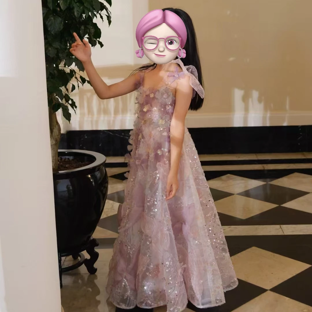 تخصيص 100% صور حقيقية البيانو فتاة زهرة الدانتيل فستان طويل 1st عيد ميلاد ثوب حفلة مهرجان #1