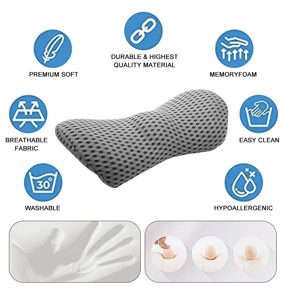 NEW Auto Driving Neck Support Cushion, Slow Rebound Memory Foam Car Headrest Pillow, Ventilated Mesh Cover, Prevent Neck Fatigue