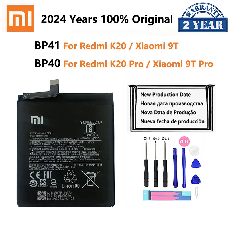 

Original Xiao Mi Battery BP40 BP41 For Xiaomi Redmi K20 Mi 9T Pro Mi9T K20Pro 4000mAh High Capacity Phone Batteries Free Tools