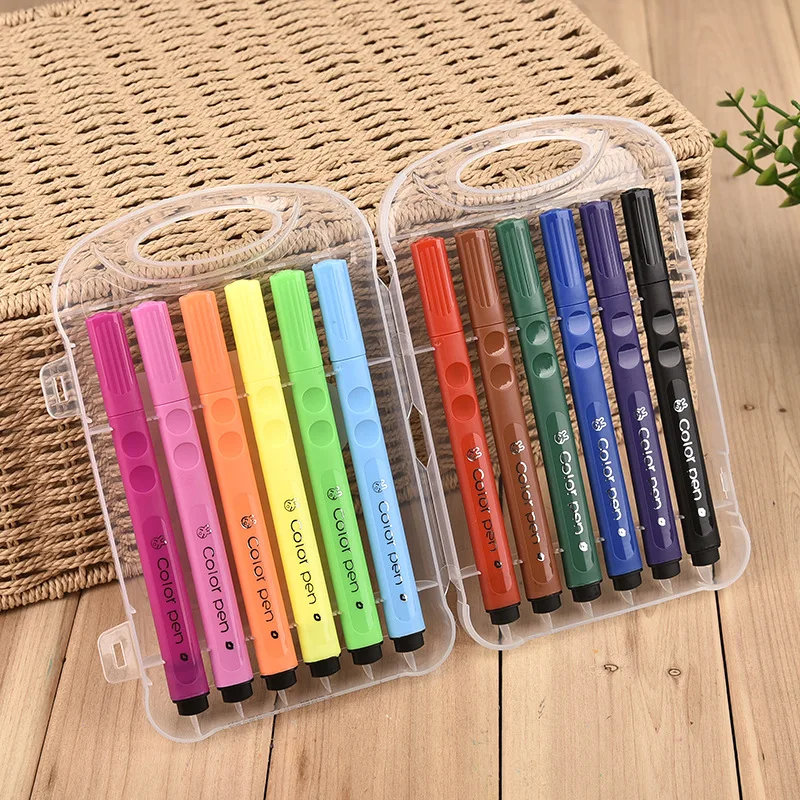 

Children's Watercolor Pen Washable Triangular Rod Brush 12/18/24/36/48 Color Set Student DIY Painting Graffiti Pen Art Supplies