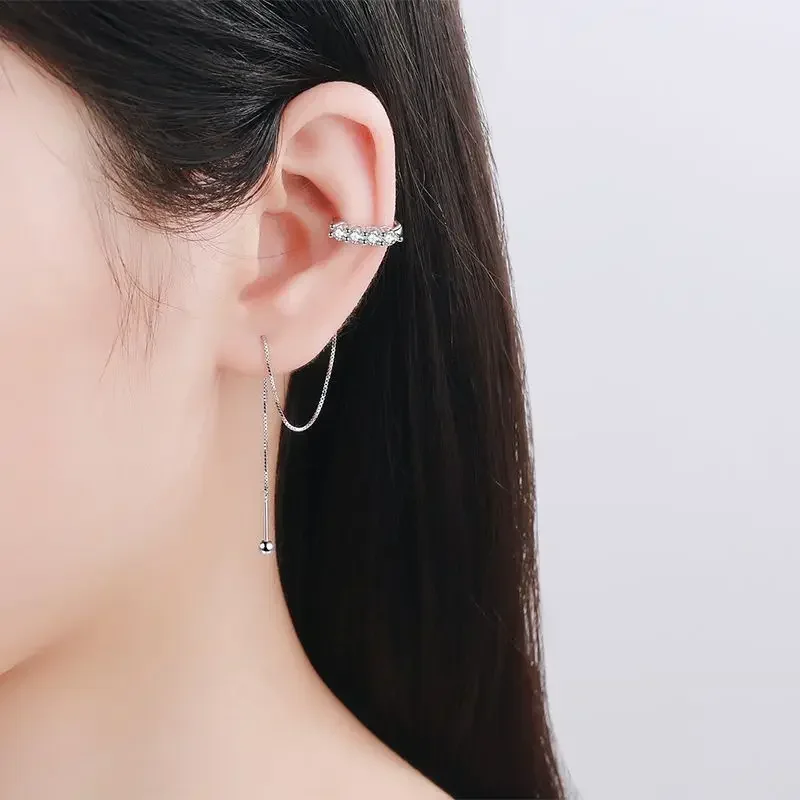 Female Screw Models 0.8ct Moissanite Diamond Drop Earring, Pt950 Platinum Tassel Ear Line Fashion Exquisite Wedding Fine Jewelry