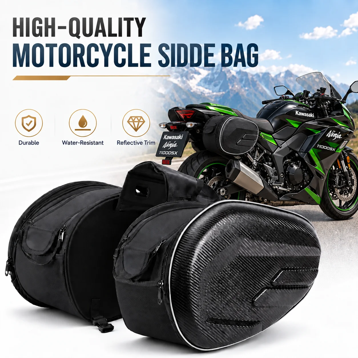 2PCS For Kawasaki Ninja 11000SX 1000sx 1100 1000 Sx Ninja1100sx Motorcycle Pannier Bags Luggage Saddle Bags Side Storage Fork