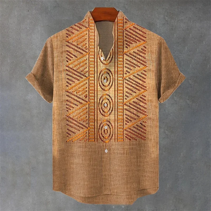 2025 Spring/Summer Fashion Design Pattern Mens Short Sleeved Shirt 3D Digital HD Printed Shirt Youth Fashion Muslim Men Clothing