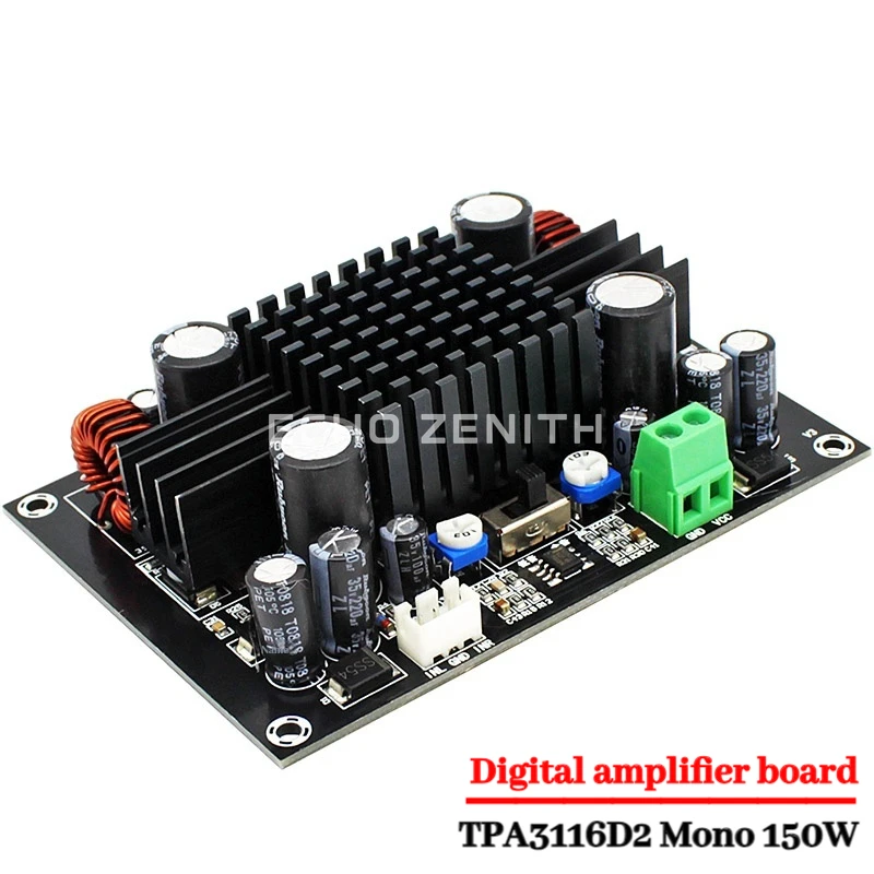 

1pcs TPA3116D2 High Power Digital Power Amplifier Board Mono 150W Pure Heavy Subwoofer Audio Module 12V 24V