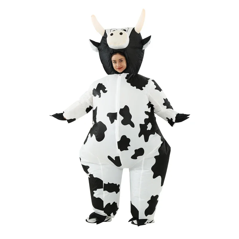 Woman Cow Inflatable Costume Funny Animal Cosplay Clothes for Man Party Show Grow Up Suit Thanksgiving Day Holiday Fancy Dress