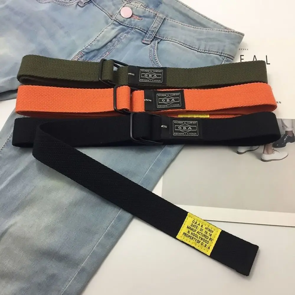 Women Man Luxury design Nylon Braided Belt Simple Versatile Double Ring Waistband Canvas Strap