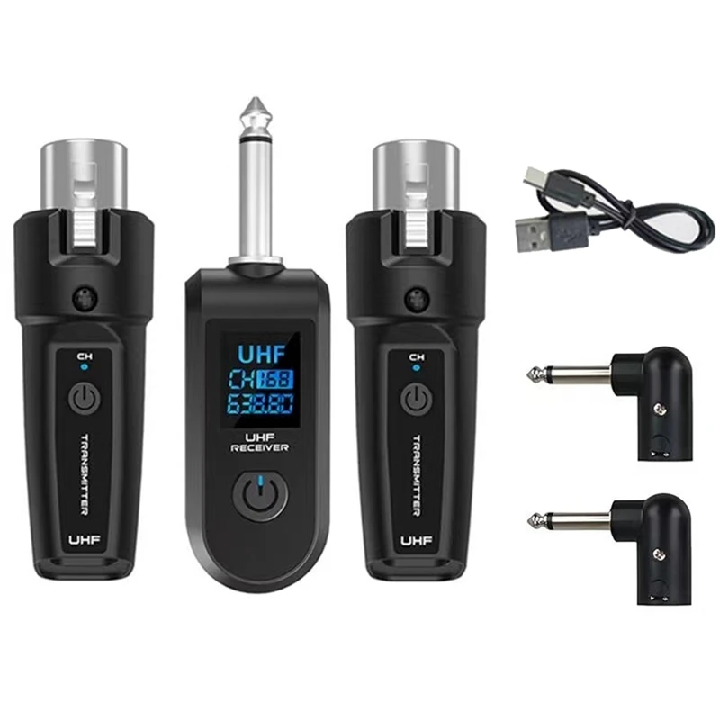 6.35Mm UHF XLR Adapter System Wireless Microphone Transmitter Receiver For Dynamic Microphone Guitar Audio Mixer PA