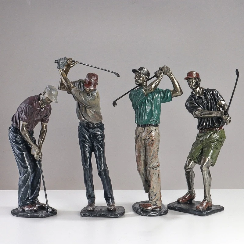 Golfer Resin Figurine, Sports Theme Golf Character Statue, High Quality Desktop Ornament for Office Study Home Table Decor Craft