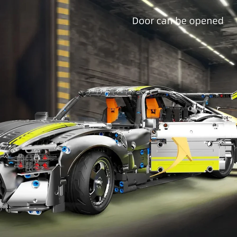 فضي رمادي تقني MOC مُعاد تركيبها للتحكم عن بعد سباق السيارات الرياضية نموذج اللبنات غاضب مركبة الطوب لعبة هدية للأولاد #4