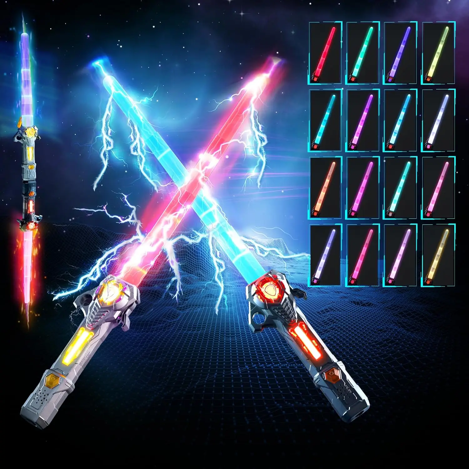 RGB Lightsaber USB Rechargeable 16 Colors RGB Laser Sword With Gravity Sensor Sound Effect Flashing Lightsaber Toy For Kids Gift