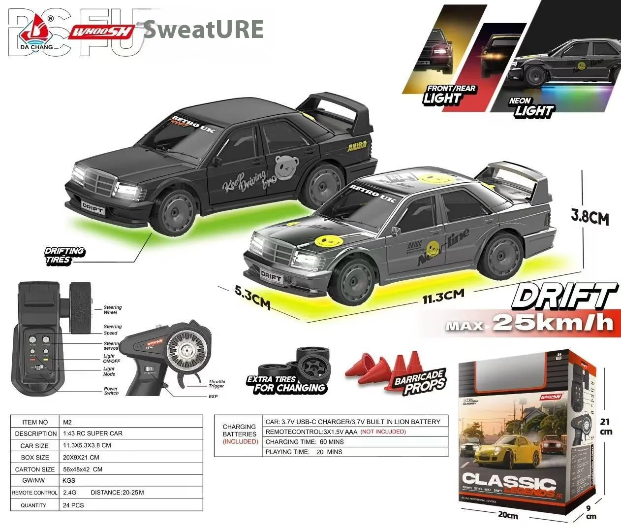 Samochód zdalnie sterowany 1/43 Mini RC na biurko, szybki drift, model samochodu wyścigowego, ozdoba, zabawki dla chłopców i dzieci, prezenty urodzinowe