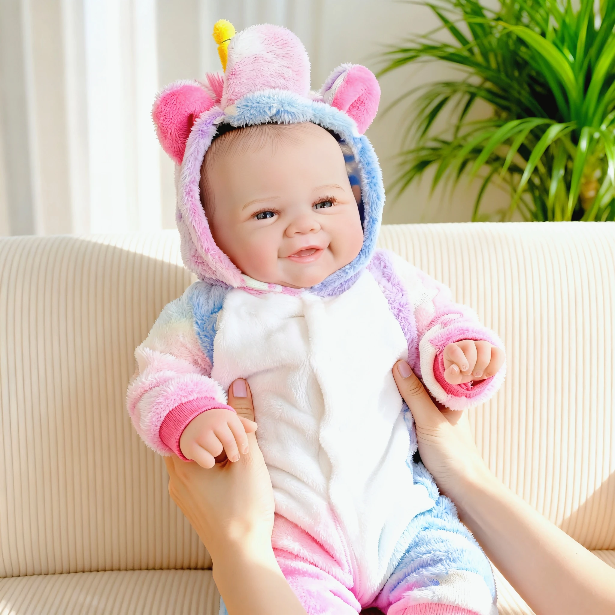 Awake Baby Doll 19 cali, gotowa, malowana lalka Reborn, realistyczna, miękka w dotyku, ręcznie malowane włosy