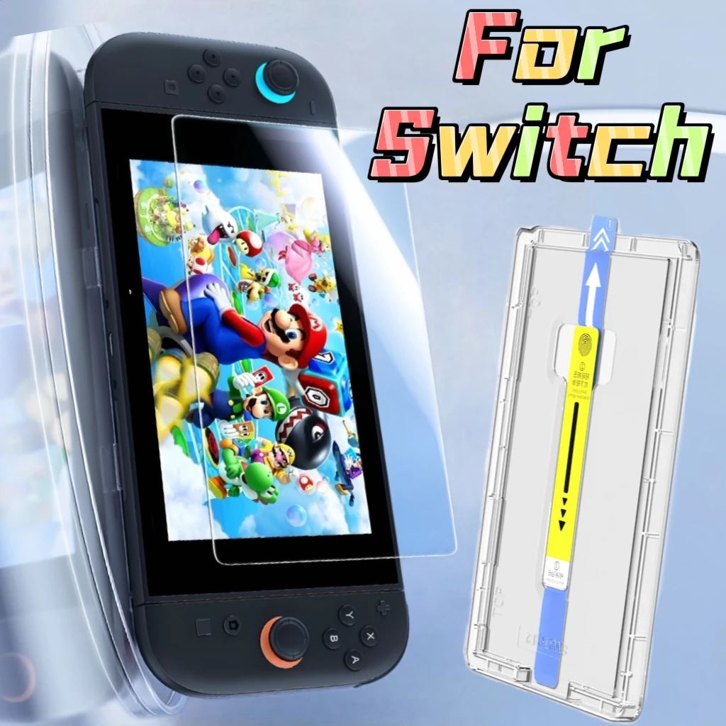 For Nintendo Switch Tempered Glass Screen Protector With Alignment Kit Bubble Free,Anti-Scratch No dust