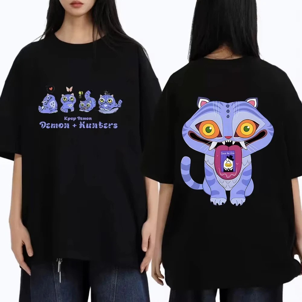 

Kpop Demon Hunters Derpy Tiger футболка летняя мужская женская мода мультфильм трендовые футболки топы мужские винтажные повседневные футболки большого размера