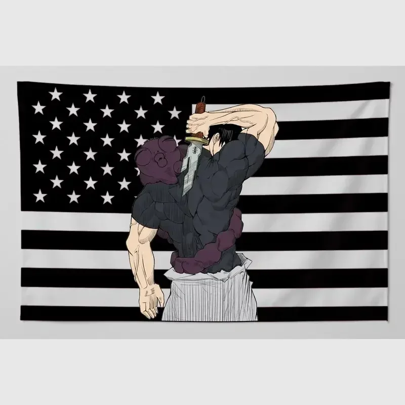 Toji Fushiguro Black American Flag Custom Flags for Bedrooms Flaga Outdoor Decor Barber Shop Garage Decoration Tapestry Bedroom
