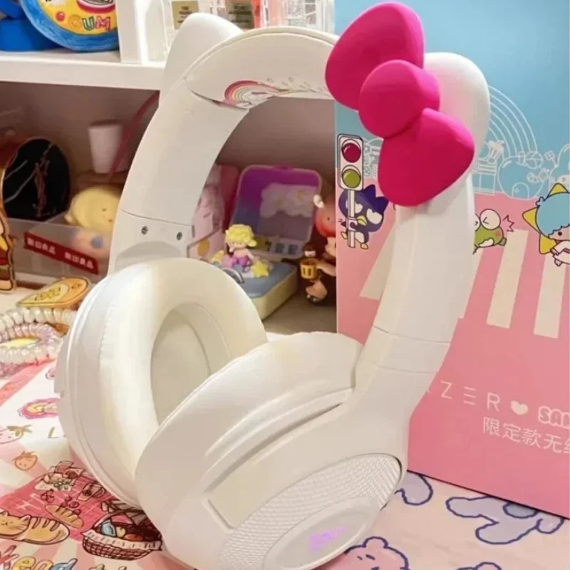 

Hot Original Razer Sanrio Hello Kitty Limited Edition Exclusive Chroma Lighting Headworn Phone Bluetooth Wireless Earphones Gift