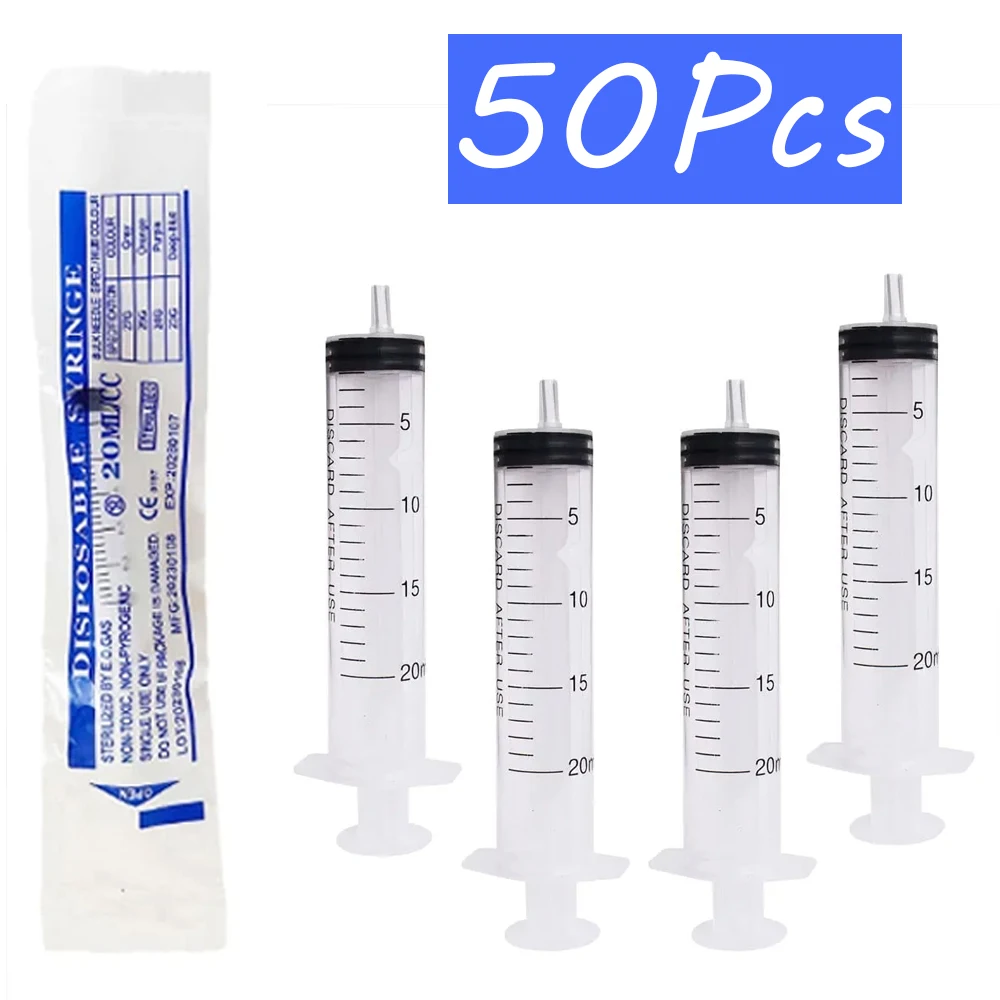 5-50Pack 20ml Plastic Spuit Geen Naald Individueel Verpakt Gesteriliseerd Voor Industrieel Doseren Wetenschappelijke Huisdier Voeden Gereedschap