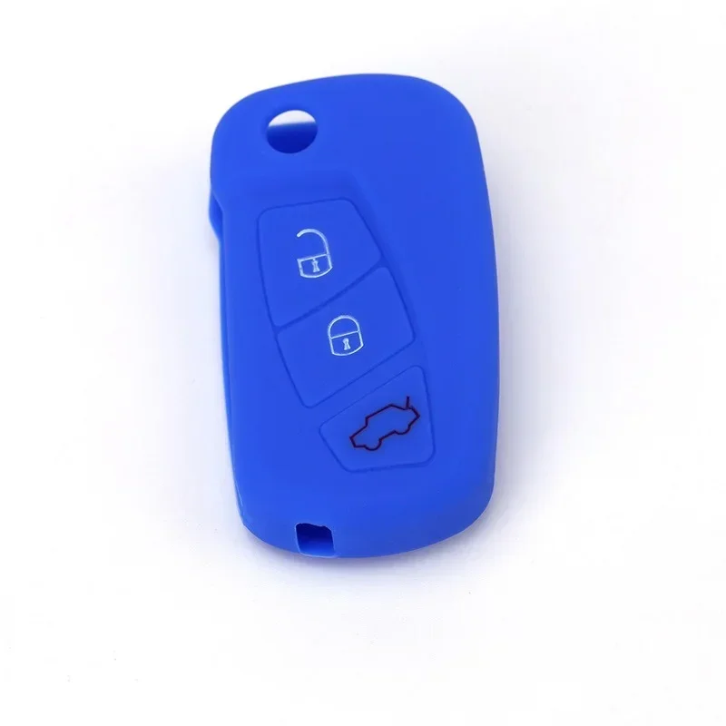 Étui à clés de voiture en silicone pour Ford KA MK2 2008-2016, 3 boutons, marché secondaire, porte-clés pliant, télécommande, couvercle de protection Fob