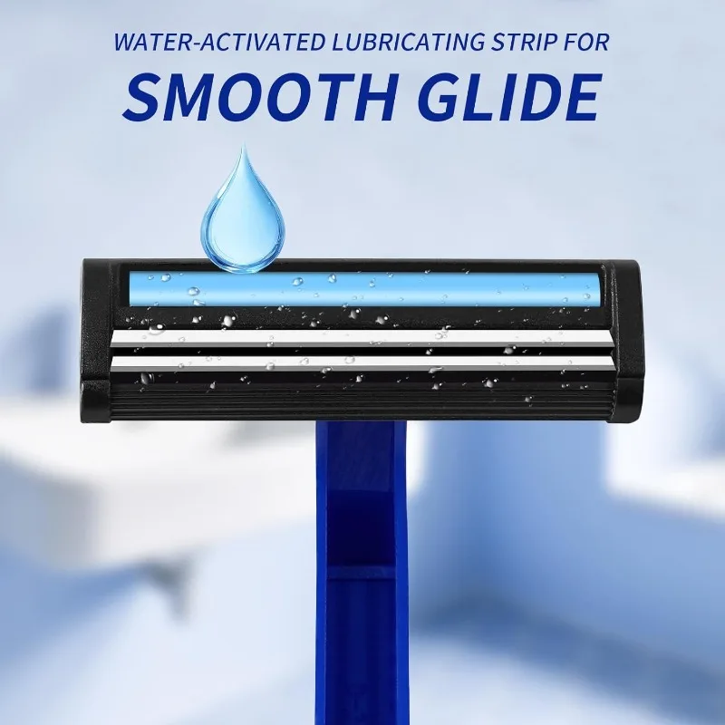 Disposable Razors Bulk for Shave - Mens Bulk Razors for Shaving with Lubricating Strip & 2 Stainless Steel Blades