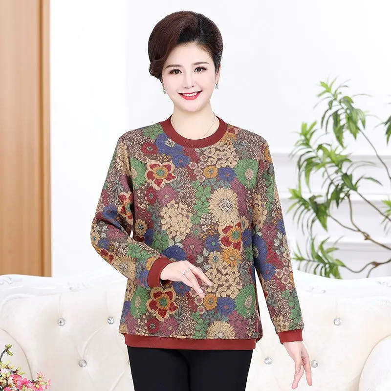 

Свитер для мамы, зимняя одежда, базовая рубашка в западном стиле, женский модный свитер среднего и пожилого возраста, новый топ