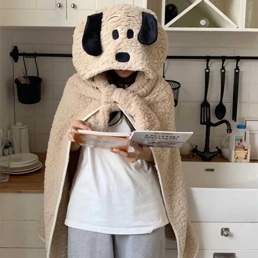 

Winter Kawaii Bear Hooded Blanket Soft Keep Warm Hooded Cloak Throw Blanket Fleece Material Blanket Shawl Adults/