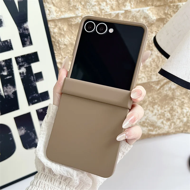 Simple Solid Color Silicone Phone Case For Samsung Galaxy Z Flip 7 6 5 4 3 Flip4 Flip5 Flip6 Flip7 Cases with Hinge Cute Funda