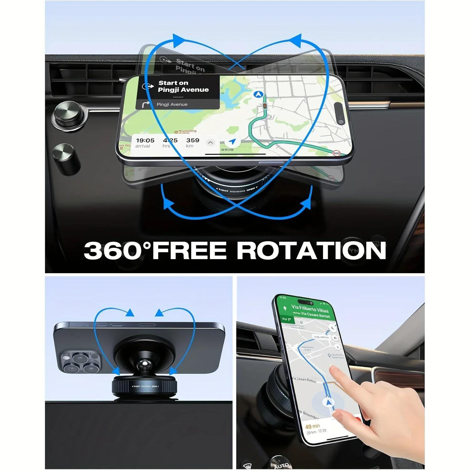 Adjustable Vacuum Magnetic Suction Cup Phone Holder, Suitable for Car/Gym/Mirror/Smooth Surfaces Hands-Free Stand, Compatible image 4