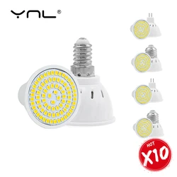 10PCS GU10 LED E27 Lampe E14 Scheinwerfer Birne 48 60 80leds lampara 220V GU 10 bombillas led MR16 Lampada Spot licht