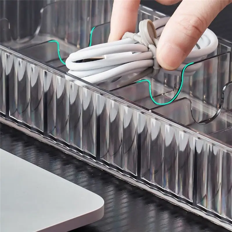[N84R] Cable Storage Boxes Organizers 2 Pack,Cord Charger Storage Organizer Box Case with 20Pcs Cable Tie